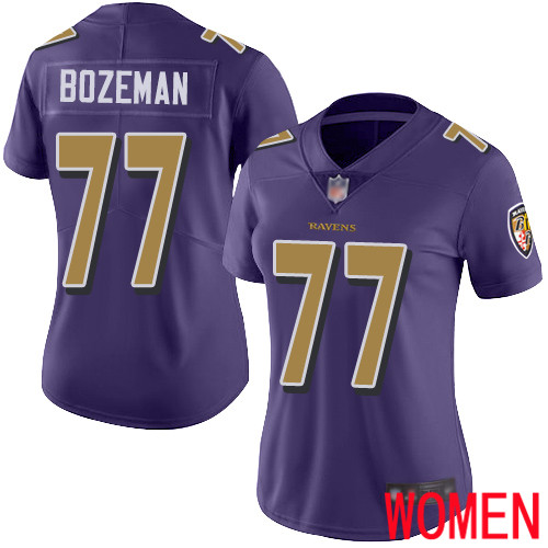 Baltimore Ravens Limited Purple Women Bradley Bozeman Jersey NFL Football #77 Rush Vapor Untouchable->women nfl jersey->Women Jersey
